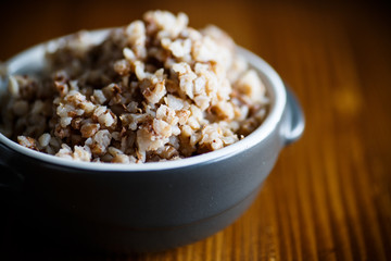 buckwheat boiled in a ceramic bowl