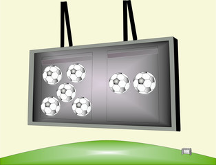 Football match on the scoreboard