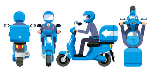 Delivery everything service concept. Motorcycle staff have a quick shipment standard view.