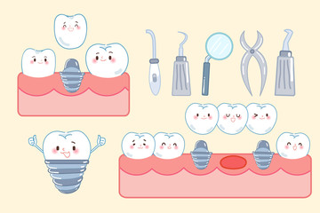 cute cartoon tooth implant