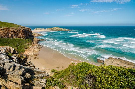 Robberg Nature Reserve, landscape wonderful beach and indian ocean waves, Garden route, between Knysna and Plettenberg bay. South Africa