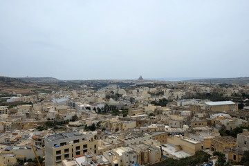 Fototapeta na wymiar Town rooftops, Rabat (Victoria), Gozo, Maltese Islands. View from Citadel.