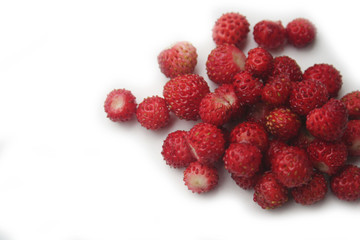 Fresh wild straberries isolated on white background. Summer fruits