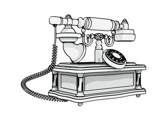 outline retro phone vector
