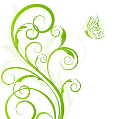Abstract floral background with butterfly. Element for design.