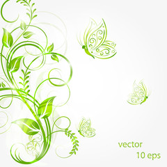 Fototapeta na wymiar Abstract floral background with butterfly. Element for design.
