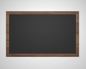 Black board in a brown frame for drawing and recording