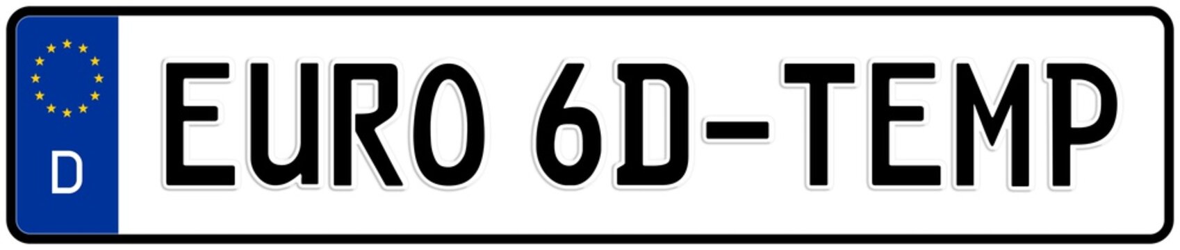 spkw61 SignPersonenKraftWagen spkw - Schrift: Euro 6d-TEMP Abgasnorm / Fahrzyklus WLTP und Messung Real-Driving-Emissions (RDE) - Kennzeichen: Autokennzeichen / Nummernschild - banner xxl g6254