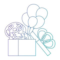 cute number eight in gift with balloons helium