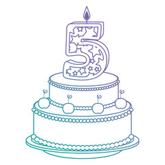 cute number five with sweet cake