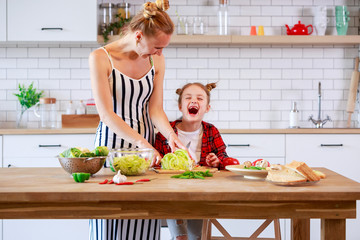 Picture of woman with daughter cooking food in kitchen