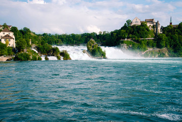 View of the european biggest waterfall Rheinfall in Switzerland.