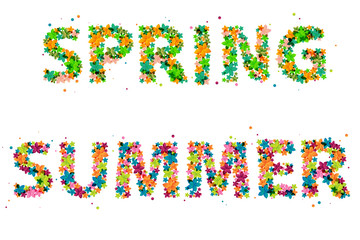 SPRING and SUMMER words created from abstract flowers