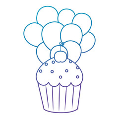 sweet cupcake pastry with balloons helium