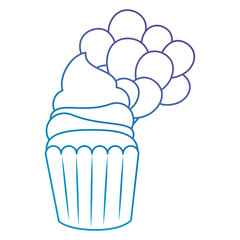 sweet cupcake pastry with balloons helium