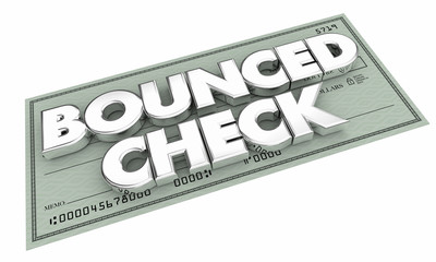 Bounced Check Insufficient Funds Bad Payment 3d Illustration - obrazy, fototapety, plakaty