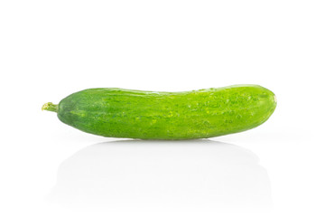 One mini cucumber isolated on white background fresh.