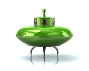 Green ufo space ship standing on the ground 3d illustration © valdis torms
