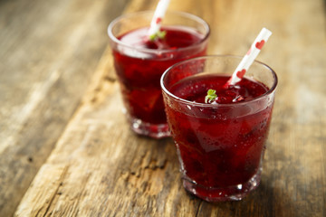 Homemade red berry cocktail