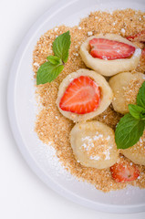Stuffed strawberry dumplings