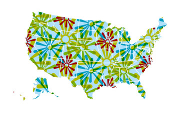 Mapa verde de Estados Unidos de América. 