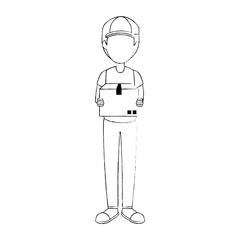 delivery worker with box avatar character