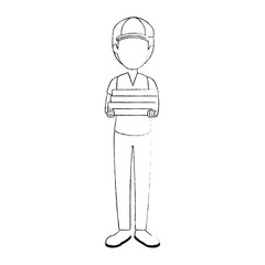delivery worker with pizza boxes avatar character