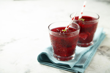 Homemade red berry cocktail