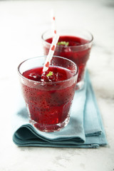 Homemade red berry cocktail