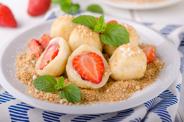 Stuffed strawberry dumplings
