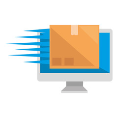 packing box carton with speed lines in computer