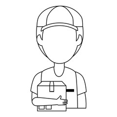 delivery worker with box avatar character