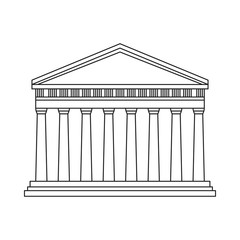 Greek temple black sympol theater on white background stroke