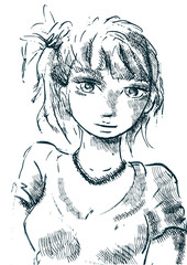 Pentekening arcering meisje portret