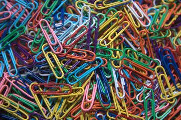 A bunch of colored paper clips
