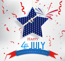 Obraz premium Happy 4th of July Independence Day greeting card. Happy independence day of America vector design.