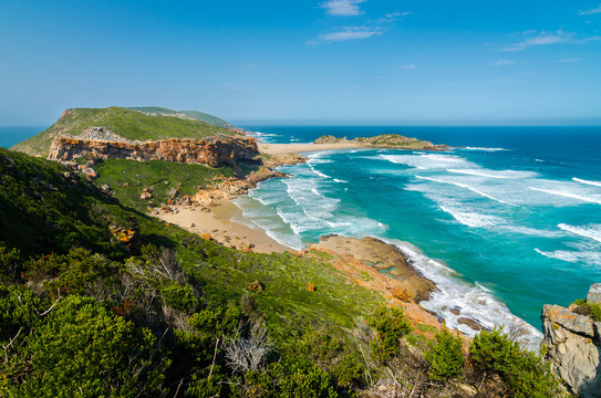 Robberg Nature Reserve, landscape wonderful beach and indian ocean waves, Garden route, between Knysna and Plettenberg bay. South Africa