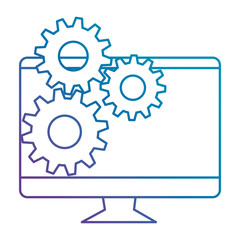 computer display with gears vector illustration design