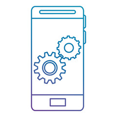 smartphone with gears settings vector illustration design
