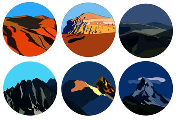 Mountain Icons Set on White Background. Vector