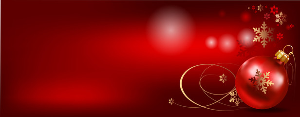 Christmas balls on red background. Holiday Christmas card. Vector illustration