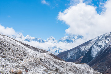 Beautiful snow mountain views on route to Everest Base Camp