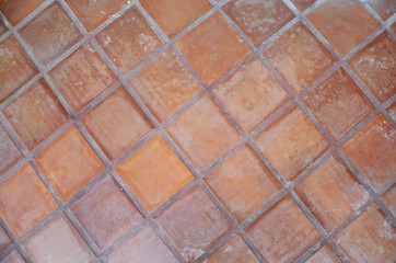 Red brick paving stones on a sidewalk