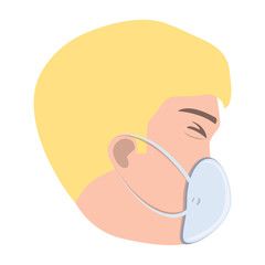 man with a surgical mask icon over white background, vector illustration