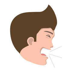 man coughing icon over white background, vector illustration
