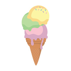 ice cream cone icon over white background, vector illustration