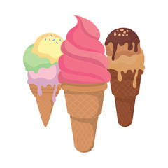 sweet ice creams over white background, vector illustration