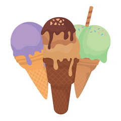 Ice cream cones icon over white background, colorful design. vector illustration