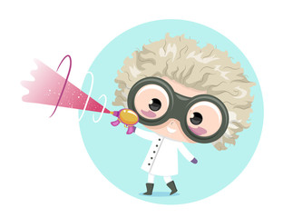 Kid Boy Mad Scientist Ray Gun Illustration