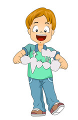 Kid Boy Vegetables Cut Out Illustration